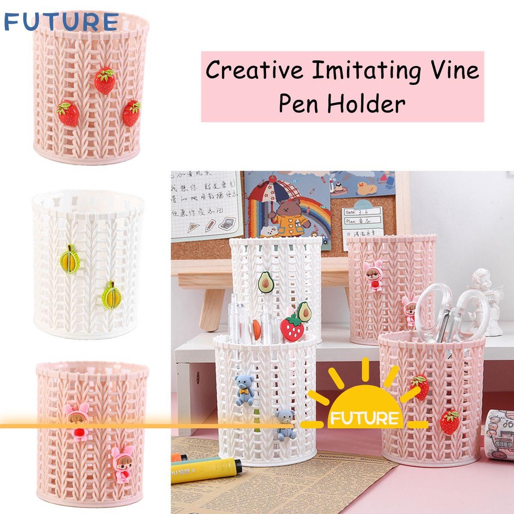 Giỏ đựng bút/cọ trang điểm để bàn họa tiết hoạt hình dễ thương