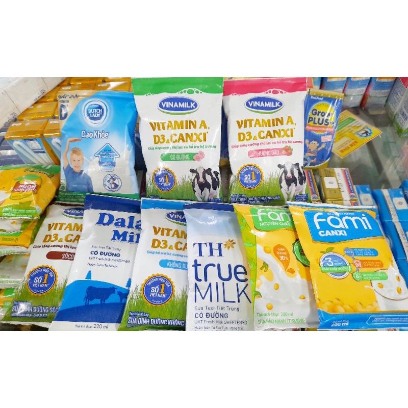 Sữa bịch lẻ*có bán sỉ thùng*(  vinamilk sôcola- dâu-cam,  fami ,  hà lan cao khỏe,  TH true milk, đà lạt milk, MILO ) | BigBuy360 - bigbuy360.vn