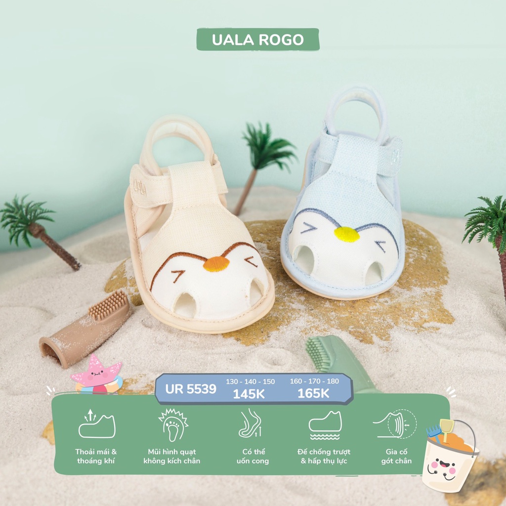 UALA ROGO - Giày tập đi bé trai gấu mặt cười chuẩn y khoa đế cao su non chống trơn trượt siêu mềm nhẹ