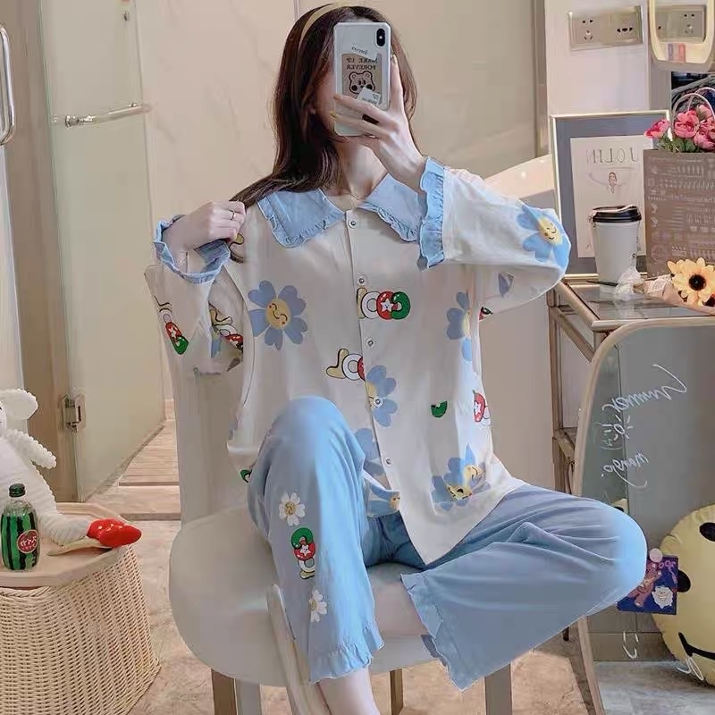Bộ bầu - bộ sau sinh - chất liệu cotton - kiểu mới thời trang ( lá sen bông COOL dài )