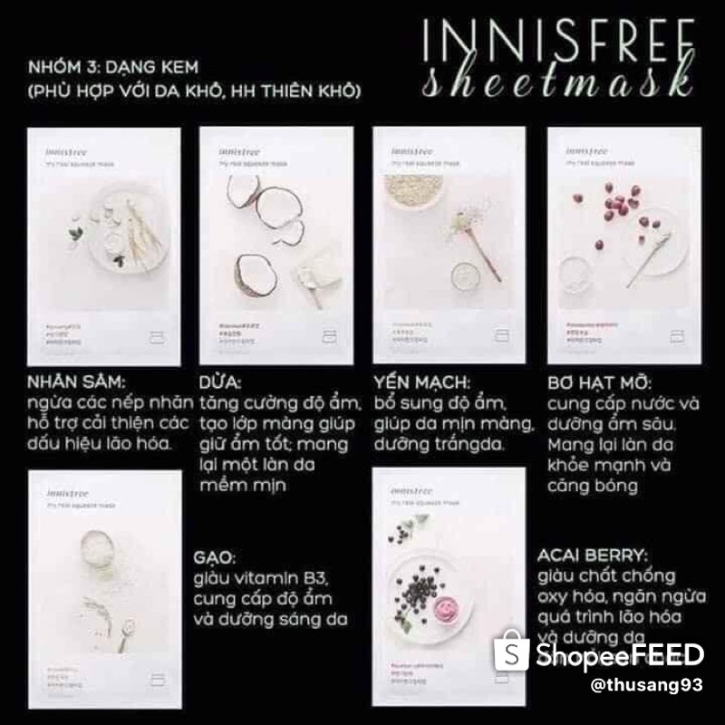 Mặt Nạ Giấy Innisfree ❤️ Innisfree My Real Squeeze Mask mẫu 2019 ❤️ mua 10 tặng 1 ❤️ freeship ❤️ chính hãng ❤️ 25ml