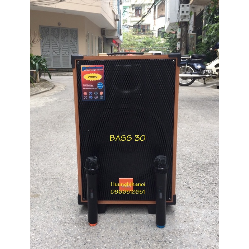 Loa kẹo kéo karaoke 700W bass 3 tấc thùng gỗ, tặng kèm 2 micro không dây hát hay, bền giá rẻ