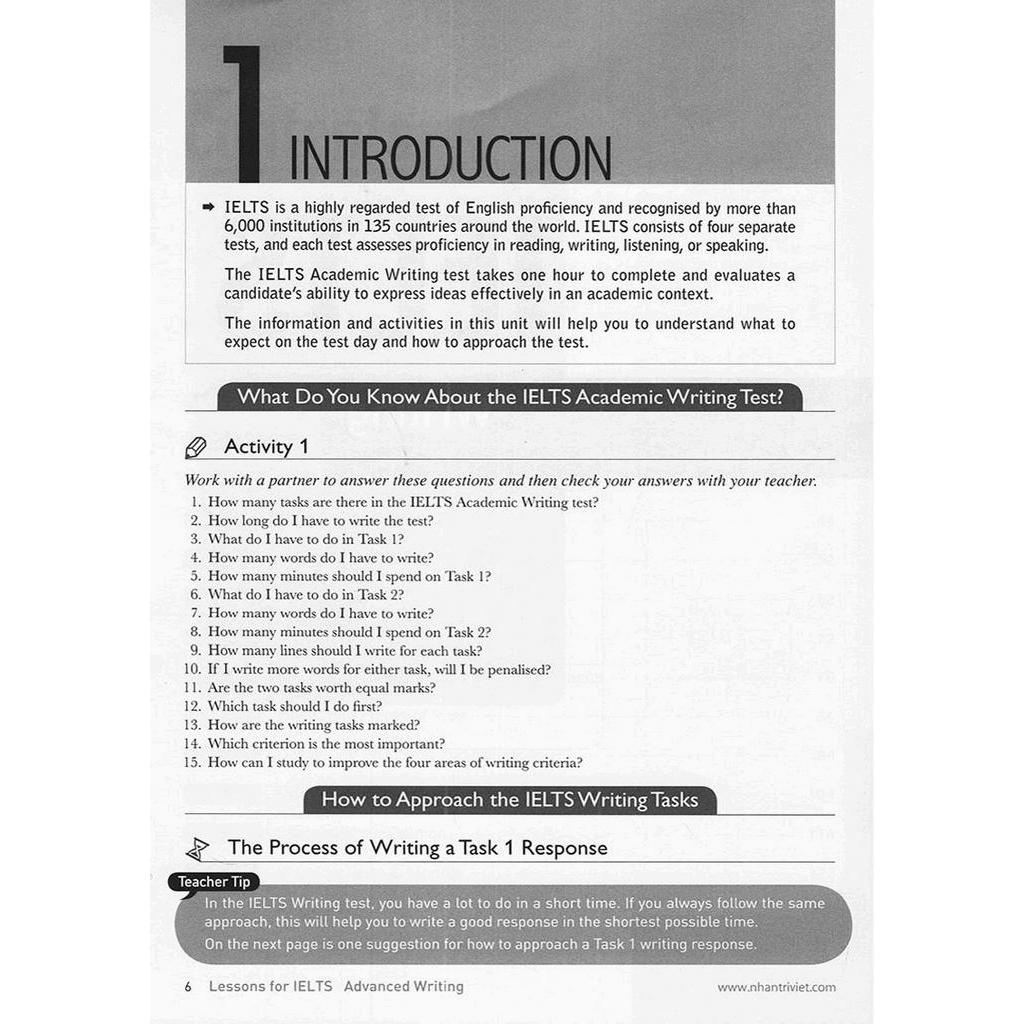 Sách Lessons For Ielts Advanced Writing