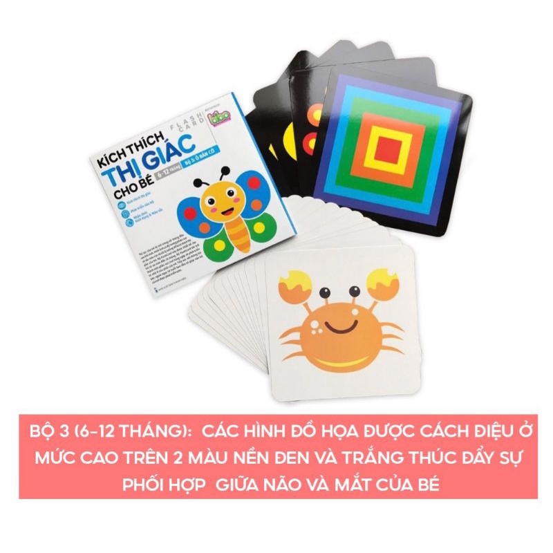 Bộ thẻ Flashcard kích thích thị giác cho bé 0-16 tháng phát triển não bộ