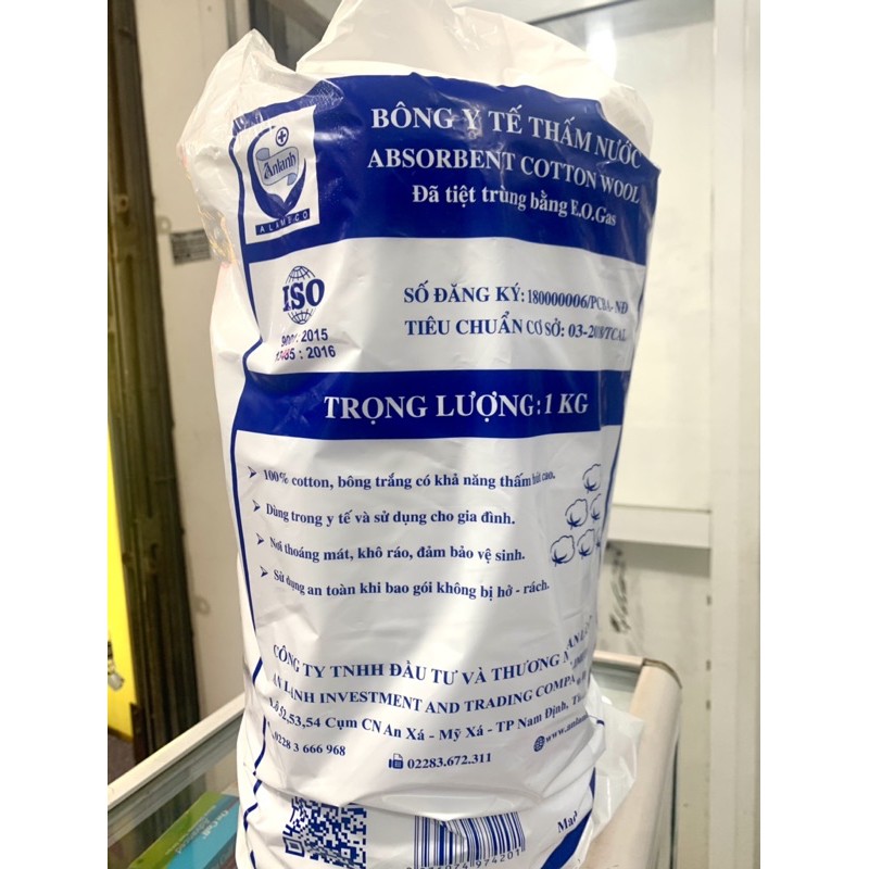Bông cân y tế An Lành 1kg-bông y tế thấm nước