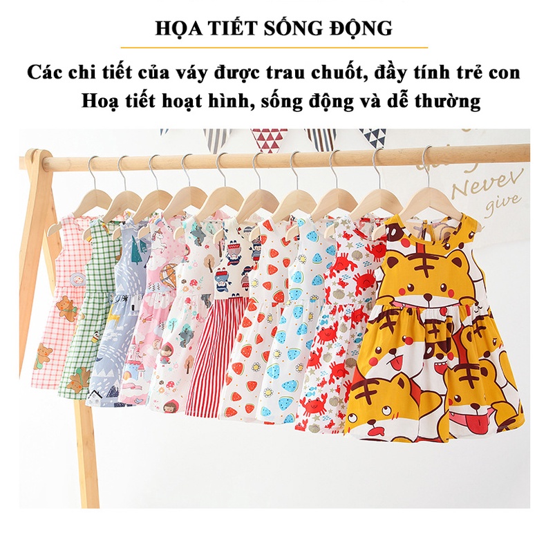 Váy, đầm bé gái mùa hè chất cotton thô thoáng mát nhiều hoạt tiết dễ thương QATE35