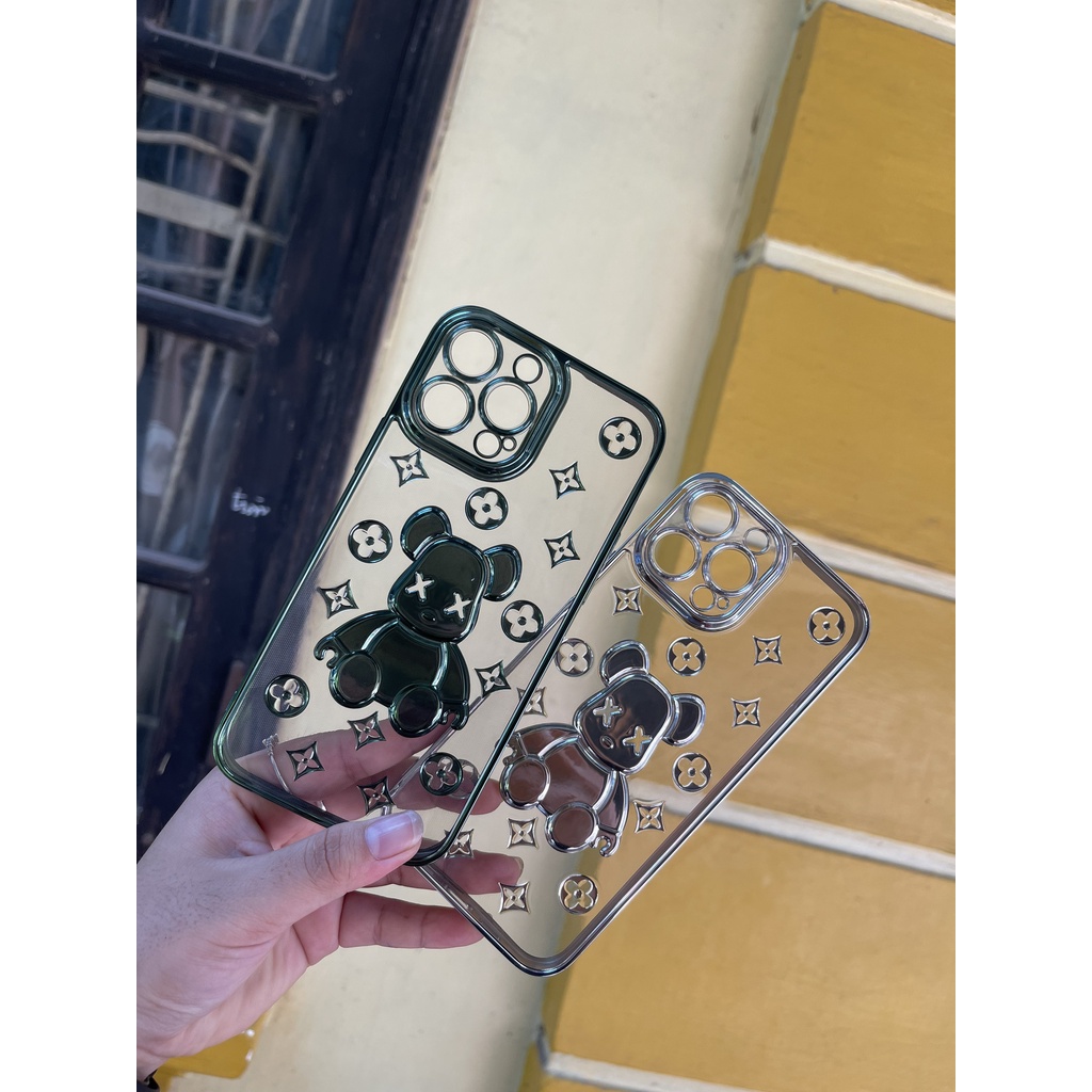 Ốp Điện Thoại Silicon Mềm Trong Suốt Mạ Điện Họa Tiết Gấu Hoạt Hình Cho iPhone 11 12 13 Pro MAX