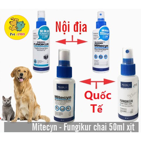 ALKIN FUNGIKUR - Mytecyn 50ML NẤM VIÊM DA Ghẻ CHÓ MÈO. Pet-1989