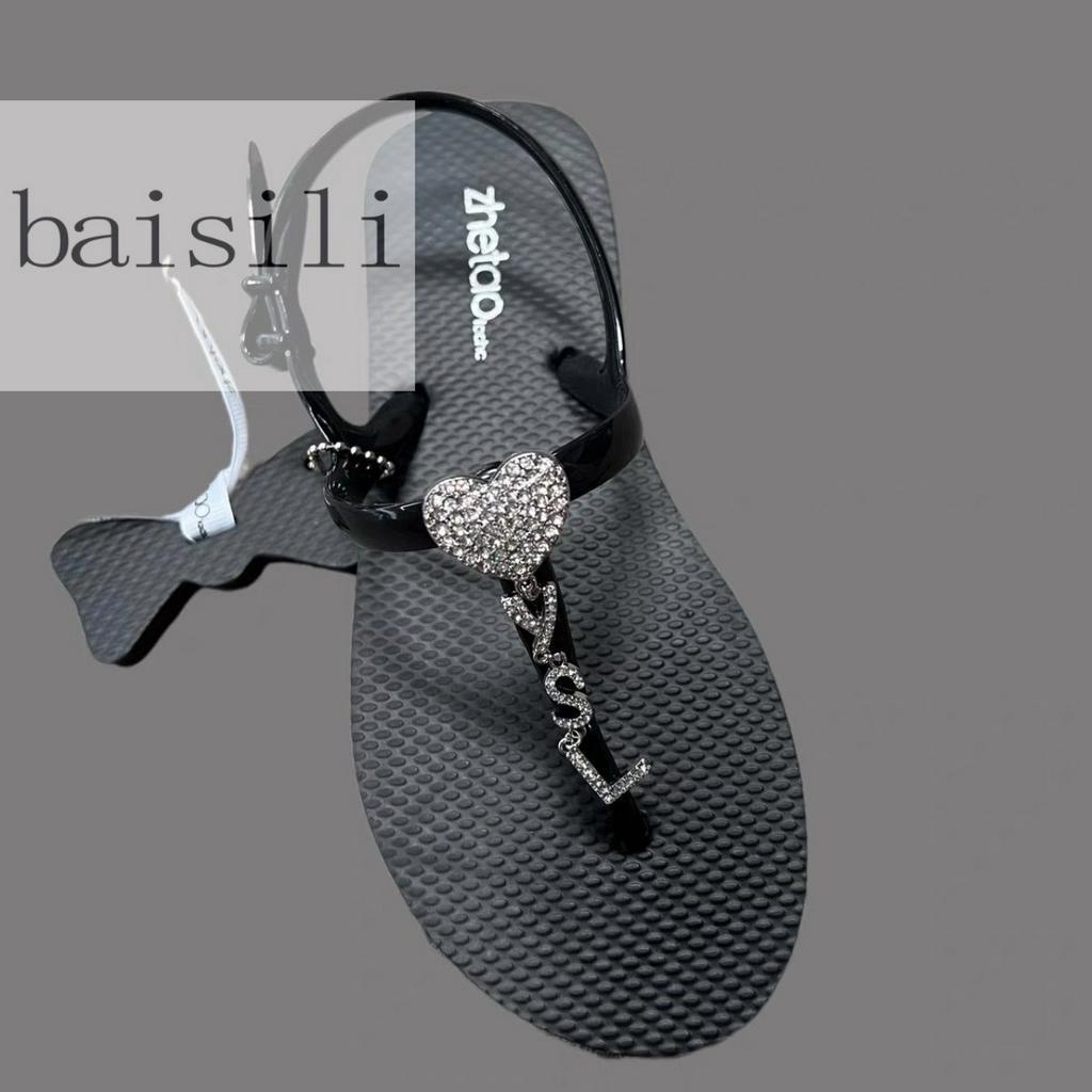 SANDAL BỆT BAISILI - GIÀY ĐẾ BẰNG QUAI KẸP HÌNH TRÁI TIM ĐÍNH ĐÁ PHONG CÁCH THỜI TRANG NỮ HIỆN ĐẠI BS220923