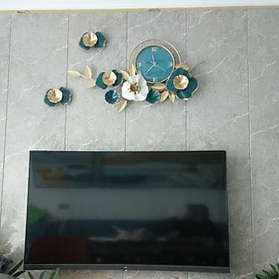 Đồng Hồ Treo Tường Trang Trí Decor DK112 decor đẹp quartz hoa mai vàng cỡ lớn 3d kim trôi nghệ thuật phòng khách