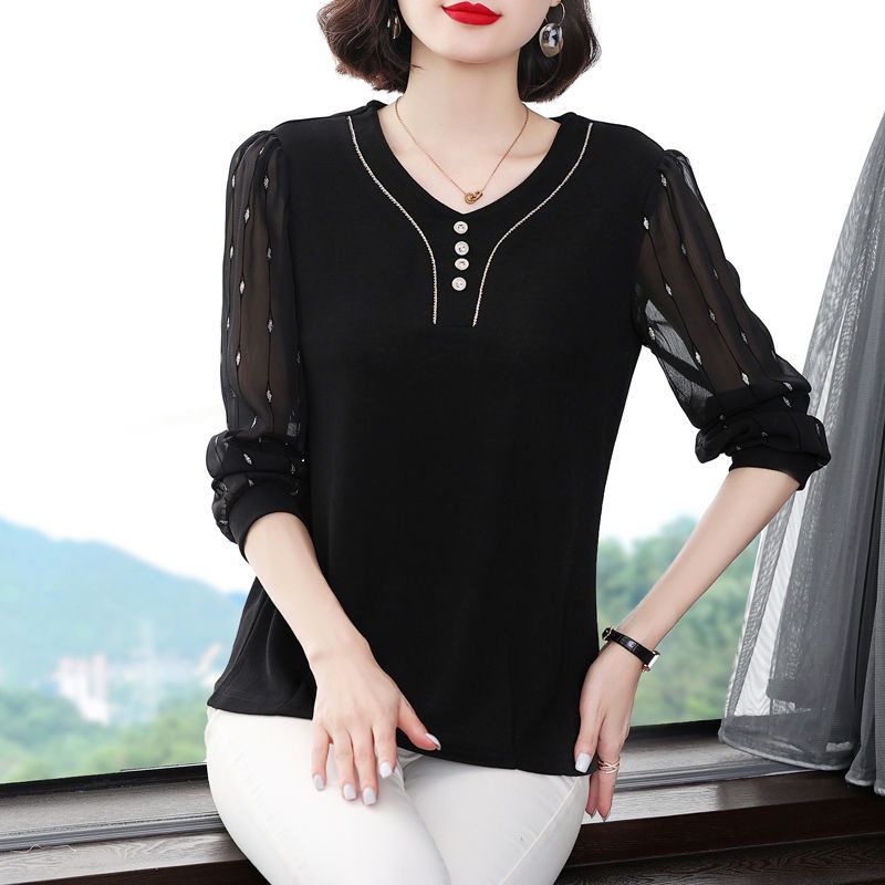 Áo Thun Tay Dài Thời Trang Dành Cho Nữ Trung Niên