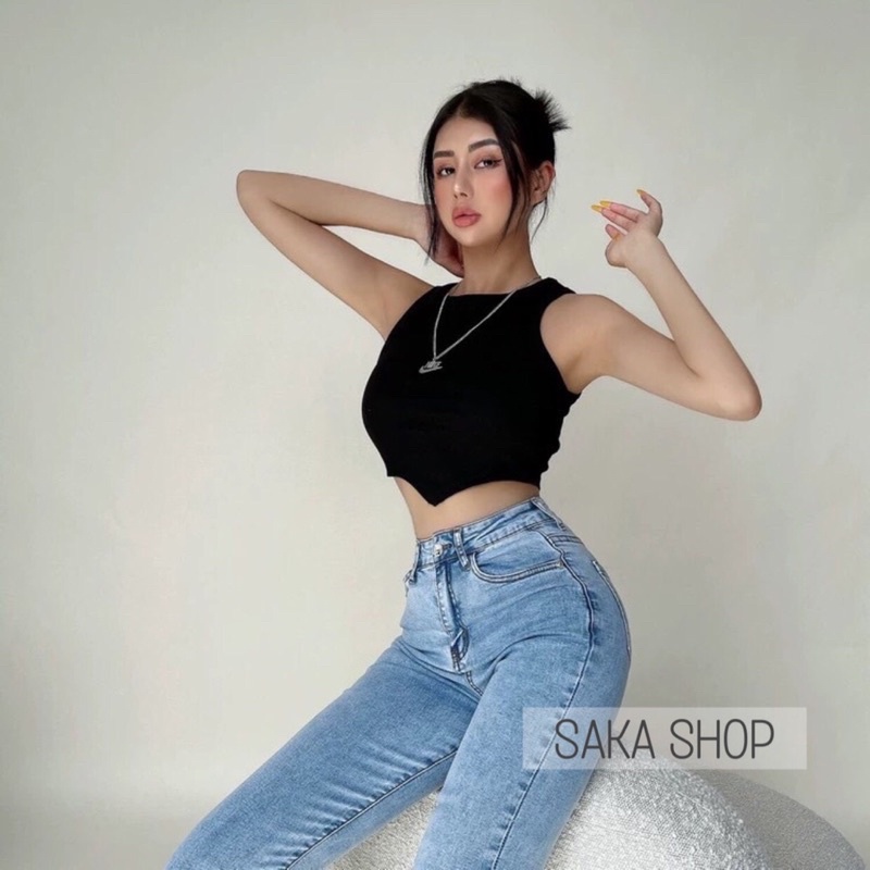 Áo croptop ba lỗ trơn nữ lai nhọn nhiều màu thời trang