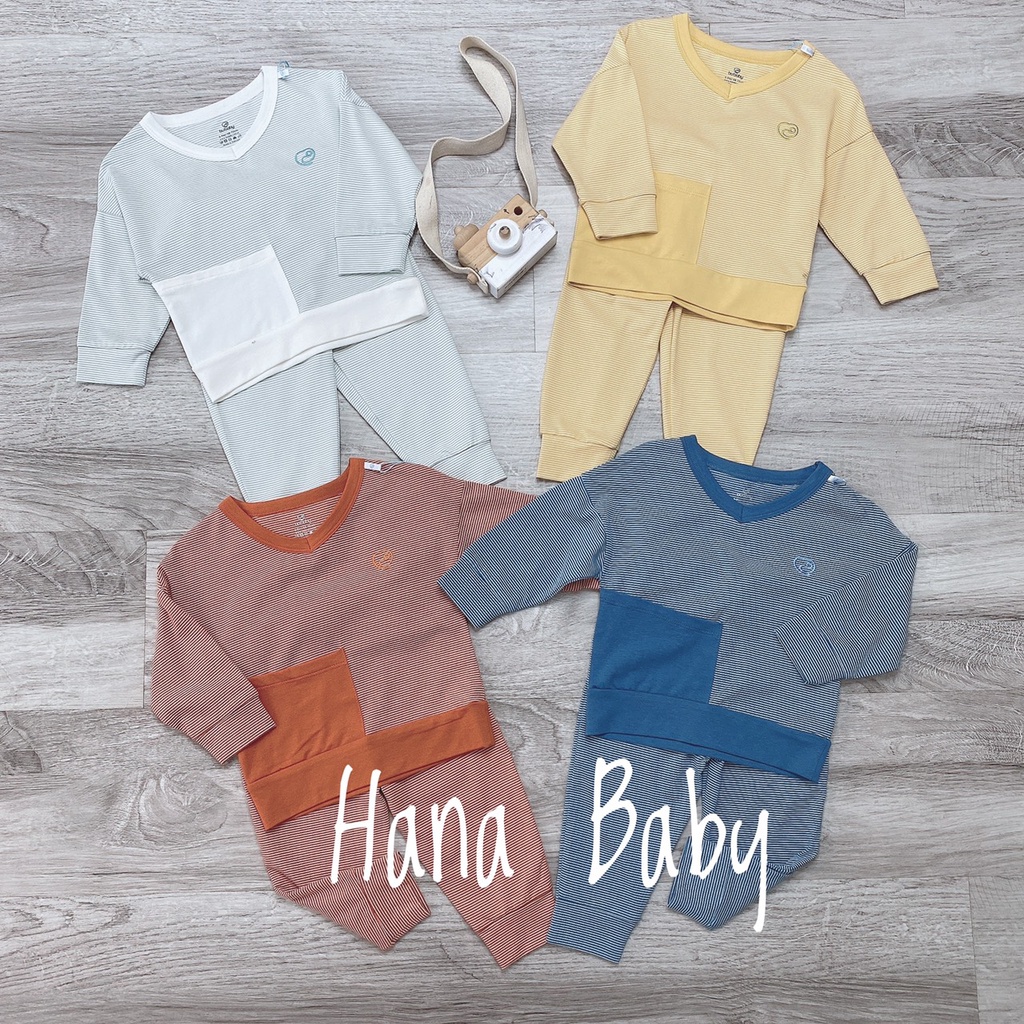 Bộ dài tay thu đông cho bé Bu Baby- Cổ V Kyomi Aloha