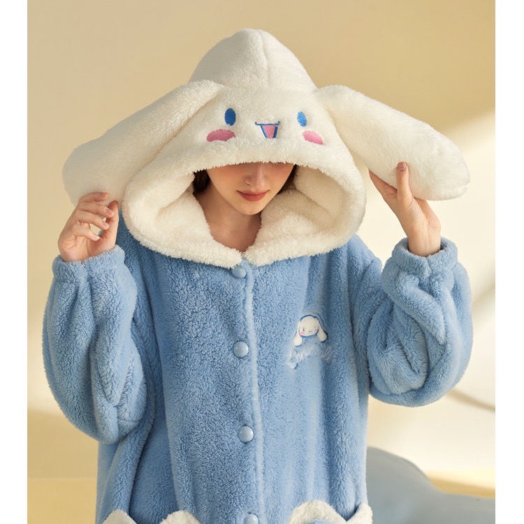 Đầm Ngủ Dáng Dài Chất Nỉ Lông Cừu San Hô Hình Chú Chó Tai To Dễ Thương Cho Nữ | BigBuy360 - bigbuy360.vn