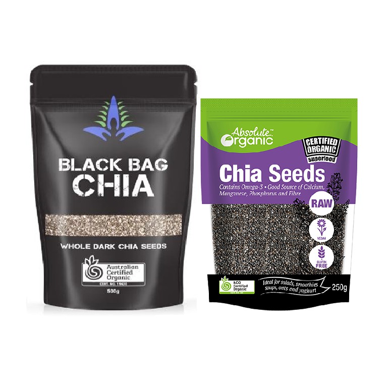 [Combo tiết kiệm] 1 gói hạt chia đen black bag túi 500g, 1 gói hạt chia tím Úc túi 250g Sutoshop