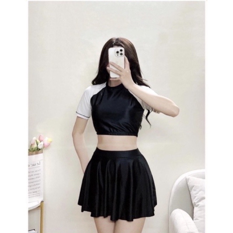 Bikini đồ bơi nữ đi biển 2 mảnh crop-top mix chân váy phong cách Hàn Quốc BIKINI SUNSHINE MS-P08