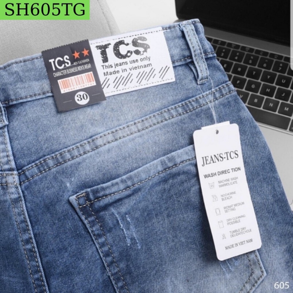 Quần Short Nam VNXK SH605TG Short Jean Nam Xanh rách họa tiết đùi phong cách (44-70KG) | WebRaoVat - webraovat.net.vn