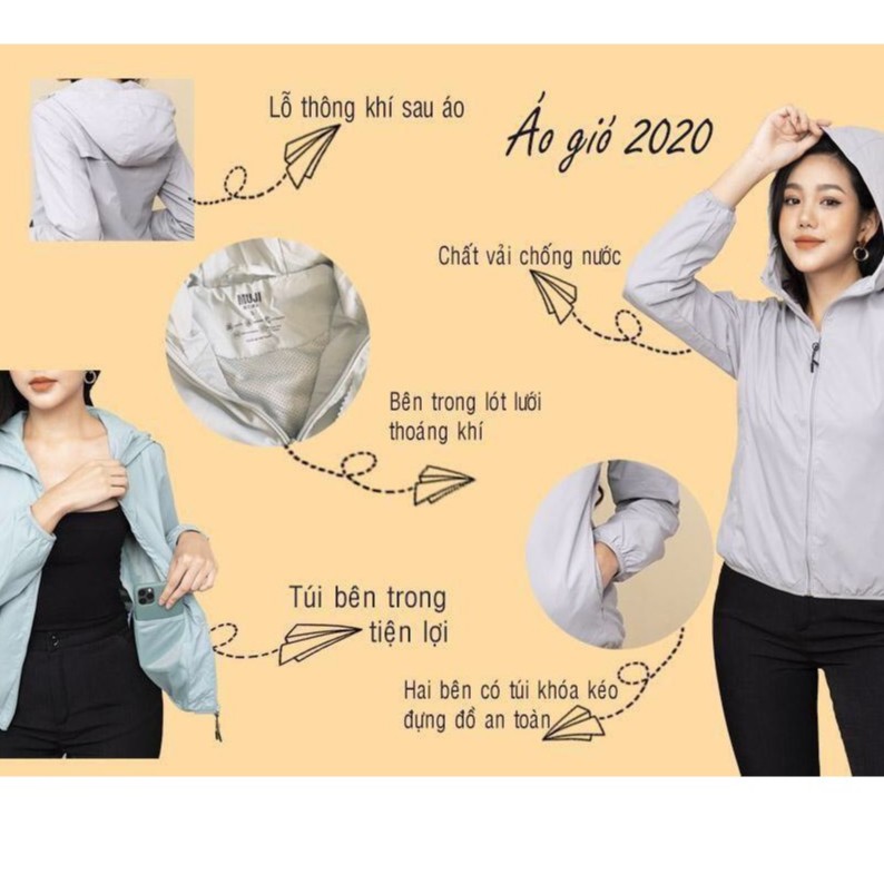 Áo Khoác Gió Nữ 2 Lớp Lót lưới thoáng khí Big Sport Có Mũ Và Chống Nước Hiệu Quả | BigBuy360 - bigbuy360.vn