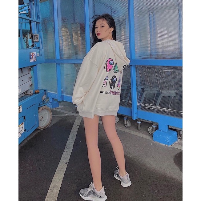 Áo Khoác Hoodie MAYON Séc Trắng Có Hình Siêu Xinh