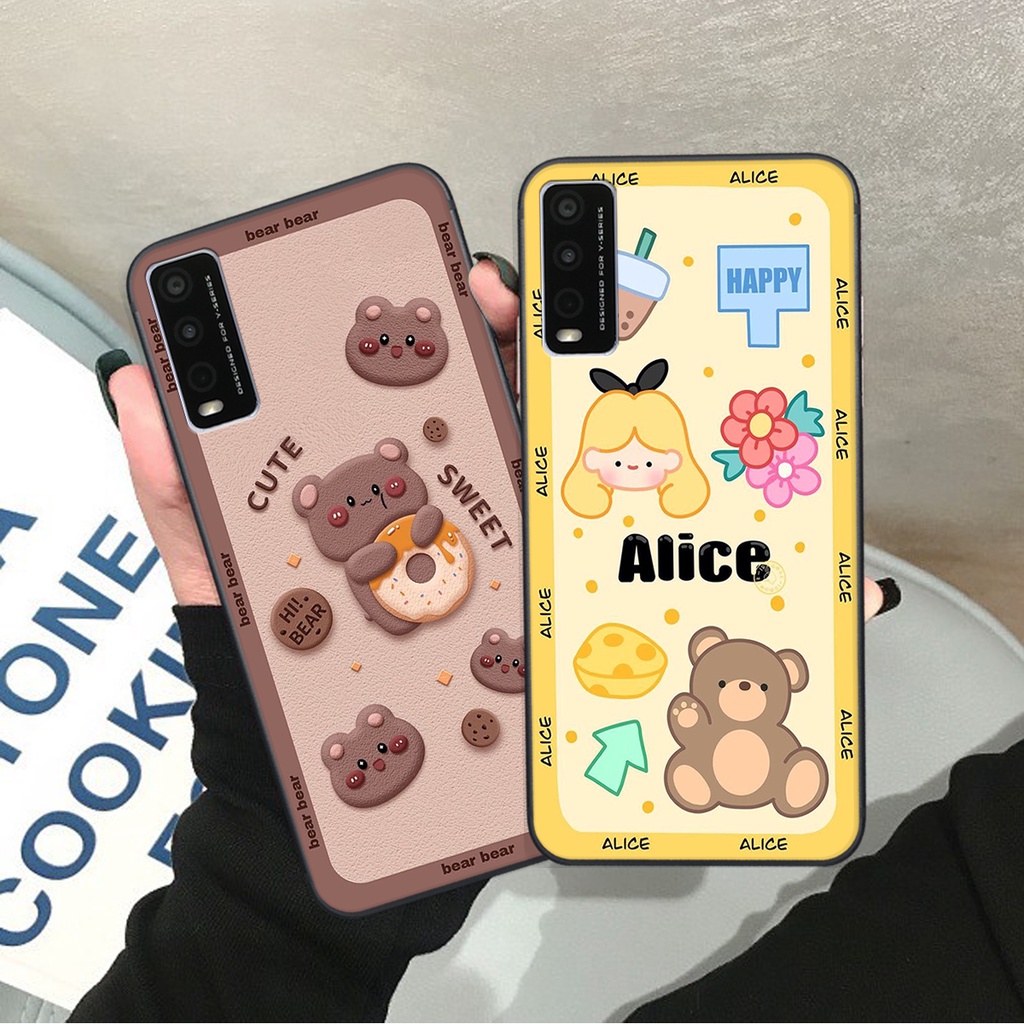 Ốp lưng Vivo Y20 in hình Gấu nâu - hồng, Gấu Be@rick  cực CUTE, DỄ THƯƠNG