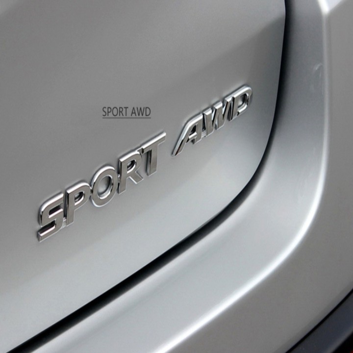 Decal tem chữ AWD inox dán trang trí ô tô G40108 Kích thước là 9×1.2cm