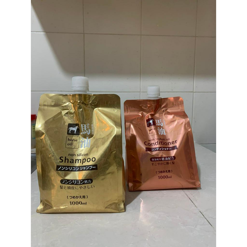 🚫Hàng Nhật 🚫Dầu gội Dầu xả chiết xuất dầu mỡ ngựa 1000ml