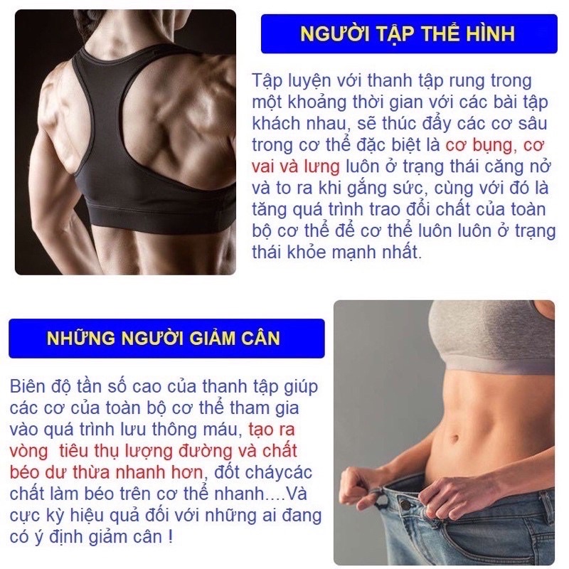 Gậy tập cơ tay 💥FREESHIP💥 Gậy rung kháng lực - Dụng cụ tập gym tại nhà - Gậy Feilishi Bar