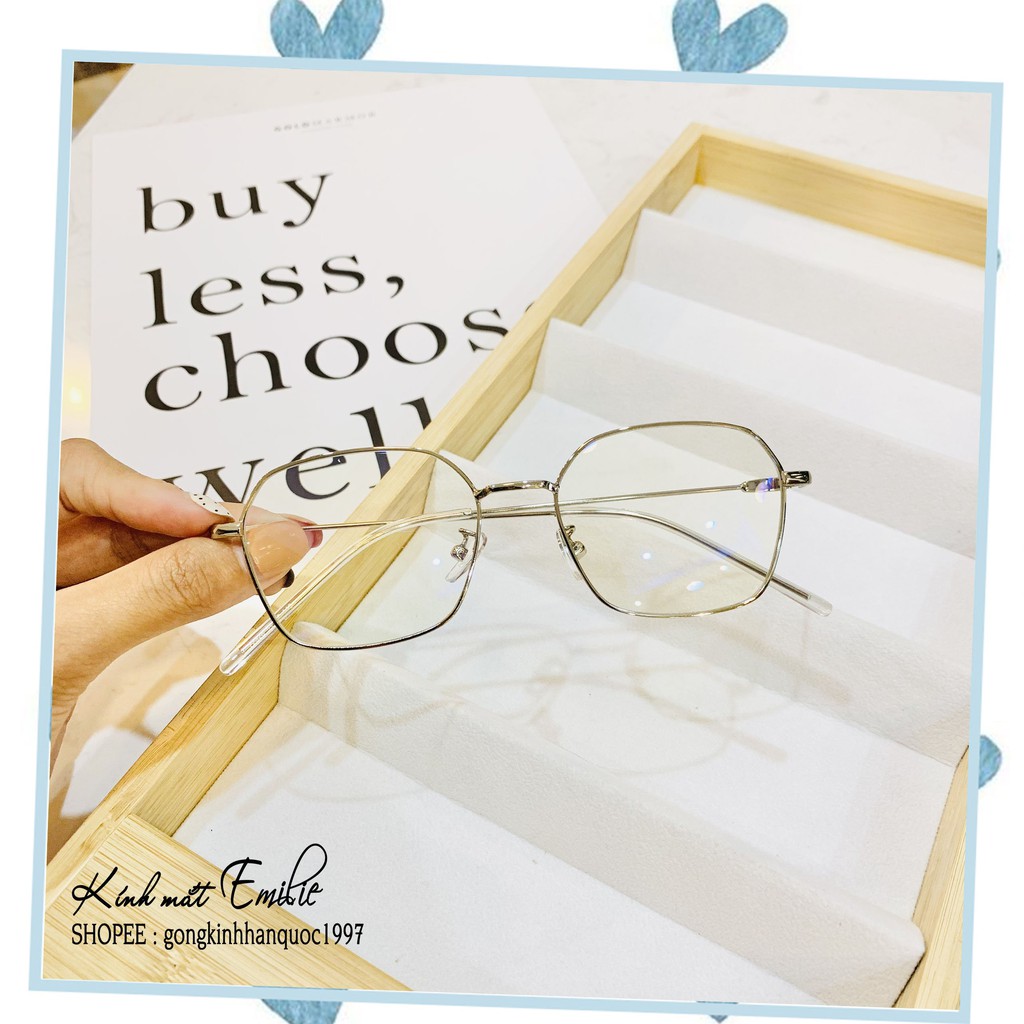 Gọng kính mảnh nhẹ vuông ⚡𝑭𝑹𝑬𝑬𝑺𝑯𝑰𝑷⚡ đa giác nam nữ Kính mắt Emilie phụ kiện thời trang 72328 | BigBuy360 - bigbuy360.vn