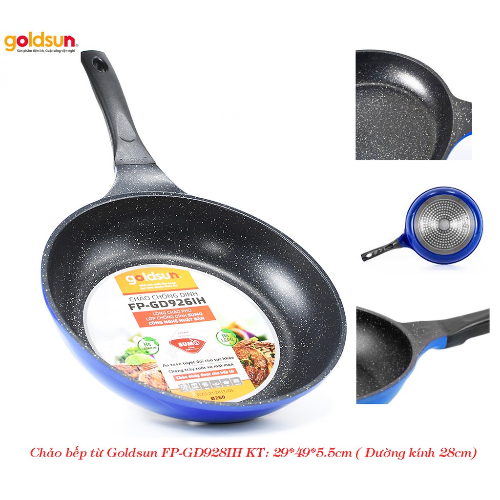 Chảo đáy bếp từ chống dính Goldsun FP-GD926IH/FP-GD928IH 26cm/ 28cm