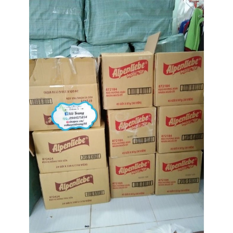 SỈ 1 THÙNG 24 GÓIKẸO HỒNG TRÀ SỮA(110viên-330gr)