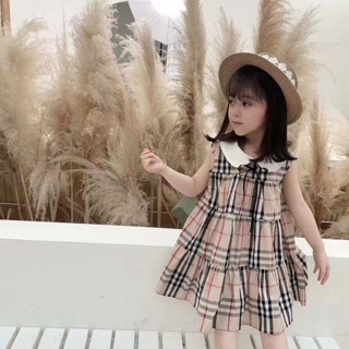 Váy kẻ sát nách dành cho bé