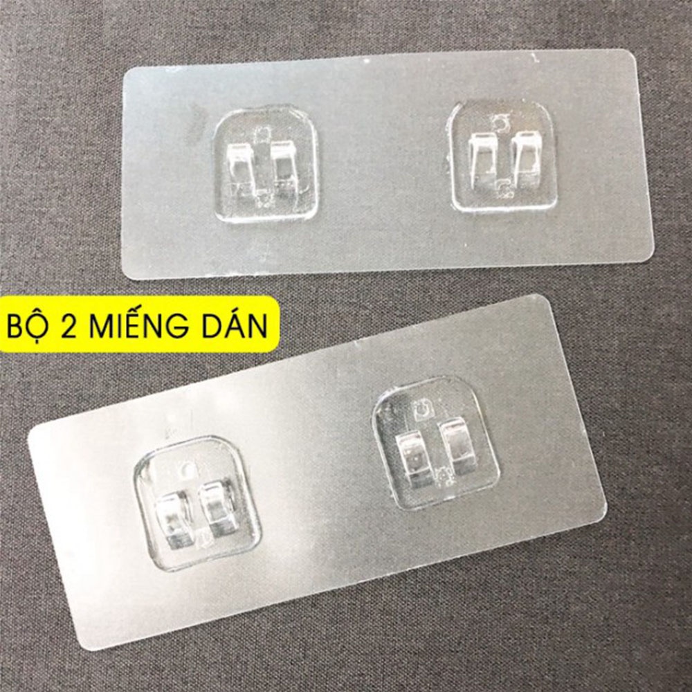 Bộ 2 Móc Dán Tường Bằng Nhựa Trong Suốt Không Để Lại Dấu Vết