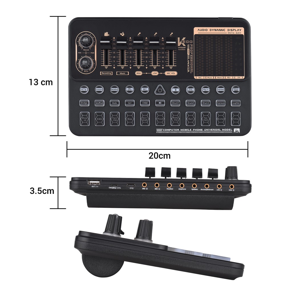 [Mã ELHACE giảm 4% đơn 300K] Sound Card K500 Autotune Thu Âm Livestream karaoke siêu hay mode 2021 bảo hành 12 tháng