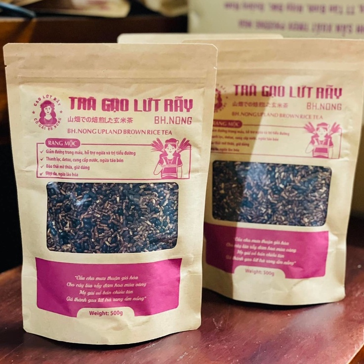 Trà Gạo Lứt Đỗ Đen Detox Thanh Lọc Cô Gái Bhnong, Trà Gạo Lứt Rang Tay Đóng Túi 500gr