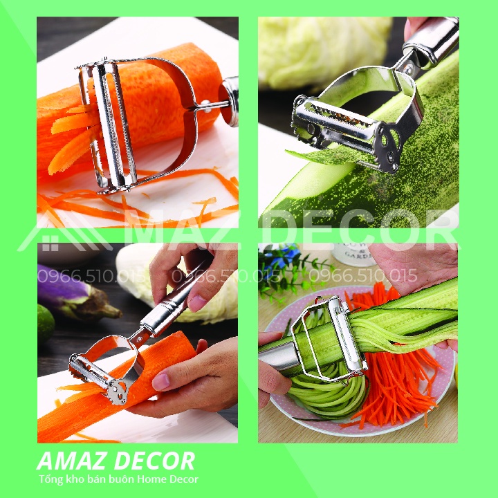 Dụng cụ nạo 2 trong 1 vừa gọt vỏ vừa bào sợi củ quả đa năng bằng inox đẹp cap cấp