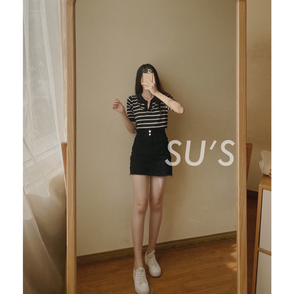 Áo len polo cổ V kẻ ngang A1949 SUSTORE | BigBuy360 - bigbuy360.vn