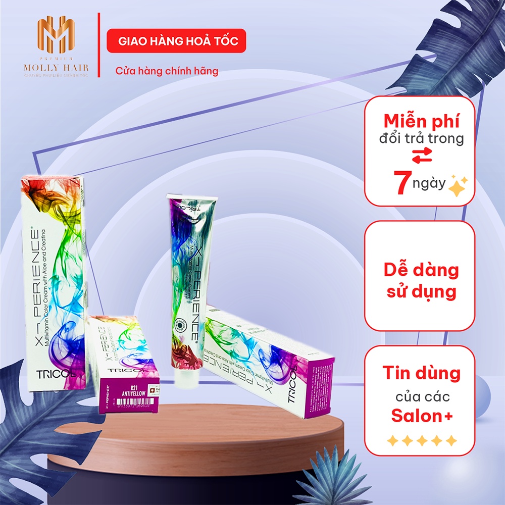 Thuốc Nhuộm Mollyhair Tricol Cao Cấp, sử dụng cho mọi loại tóc, bền màu từ 2-3 tháng 100ml