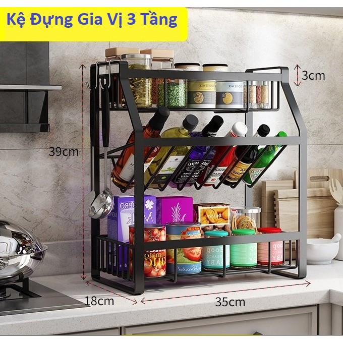 Kệ Đựng Gia Vị 3 Tầng - Giá Để Gia Vị Nhà Bếp - Đem Đến Cho Bạn Không Gian Bếp Gọn Gàng Và Tiện Lợi