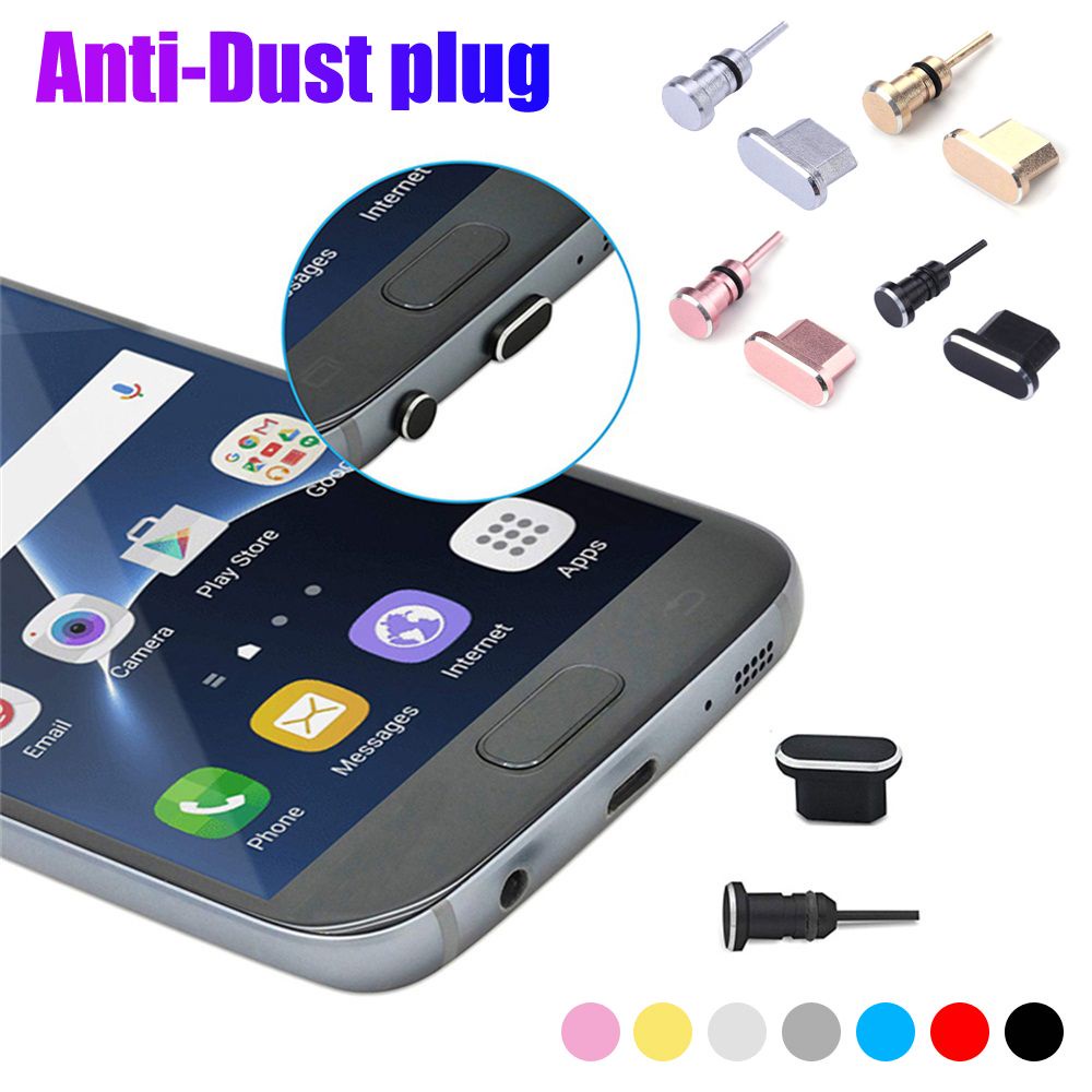 Nút Kim Loại Bịt Chống Bụi Cổng Sạc Tai Nghe 3.5mm Cho Điện Thoại Android