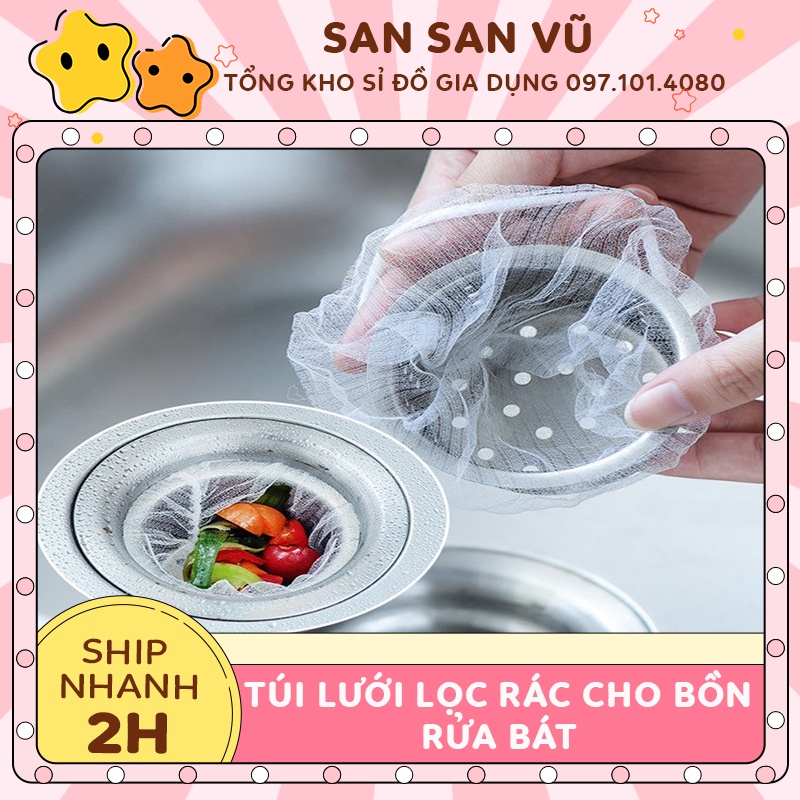 COMBO 100 Túi Lưới Lọc Rác Thông Minh Cho Bồn Rửa Chén Bát - Hàng Có Chun