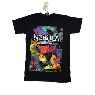 Áo thun Thái Lan màu đen in 3D chữ Nebula trên nền bảy màu T0071