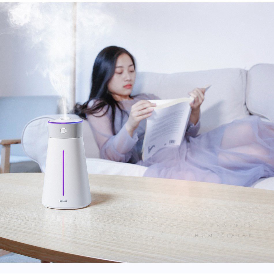 Máy phun sương, tạo ẩm, lọc không khí  380ml (Tặng kèm quạt đèn) Baseus Slim Waist humidifier