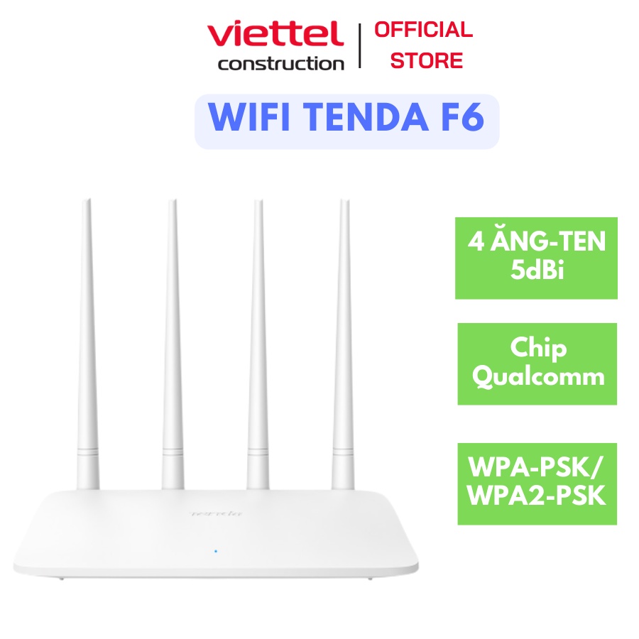 Bộ Phát Wifi Tenda F6 Router Băng Tầng Kép 300Mbps 4 ăng ten nâng vùng phủ sóng WiFi