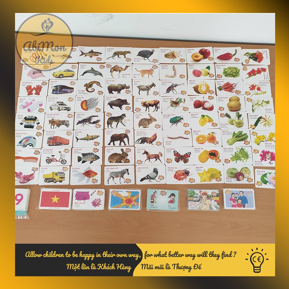 Bộ Thẻ Flashcards 16 Chủ Đề (416 Thẻ)  Học Tiếng Anh Cho Bé  (Đồ chơi Gỗ - Đồ chơi Giáo Dục - An Toàn - Thông Minh)