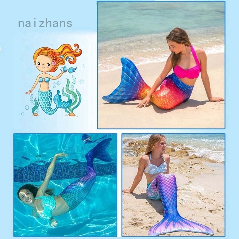 Naizhans Bộ Đồ Bơi Đuôi Nàng Tiên Cá Nhiều Màu Sắc Vui Nhộn Dành Cho Trẻ Em Và Người Lớn (Không Có Monofin) Bán Chạy