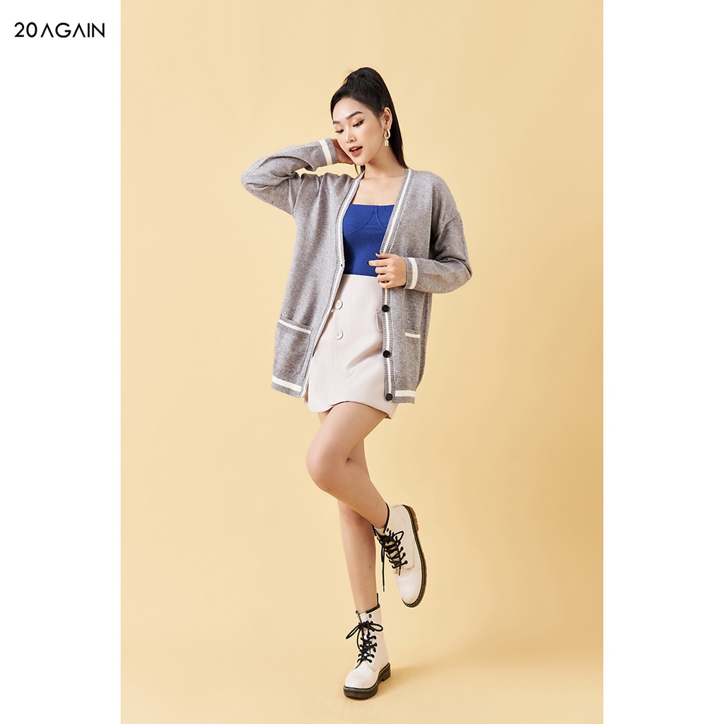 [Mã WABRAG99 giảm 10% đơn 99K] Áo cardigan nữ dài tay phối viền 20AGAIN, chất len cao cấp, mịn, co giãn tốt KLA0082 | BigBuy360 - bigbuy360.vn