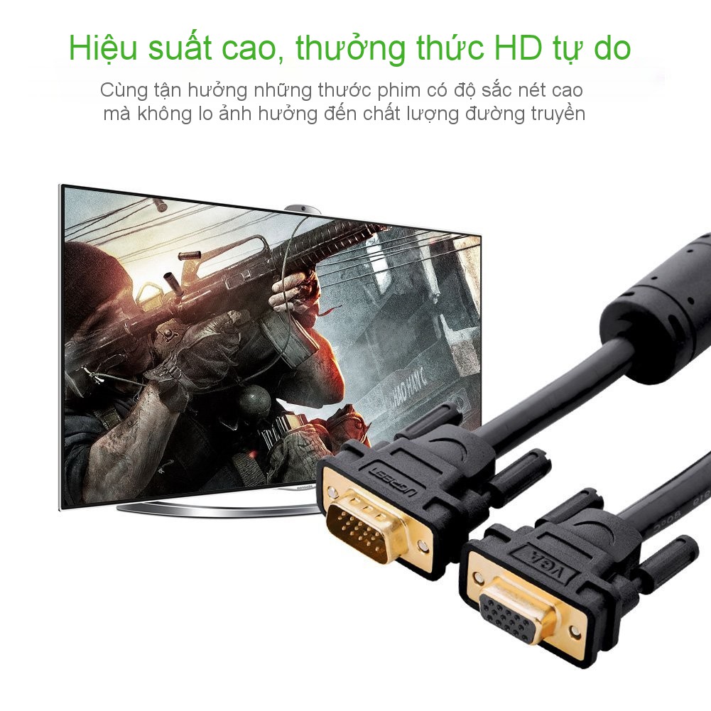 Dây nối dài VGA Đực sang Cái 3+6 OD8.0MM UGREEN VG103