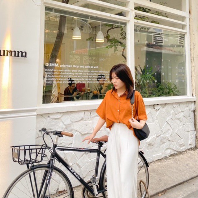 [HÀNG THIẾT KẾ - KOISÉ STUDIO] ÁO SƠ MI MÀU CAM CHÁY FORM RỘNG | BigBuy360 - bigbuy360.vn