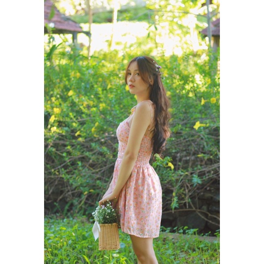Junnie Dress - Váy hoa nhí + kèm khoác voan