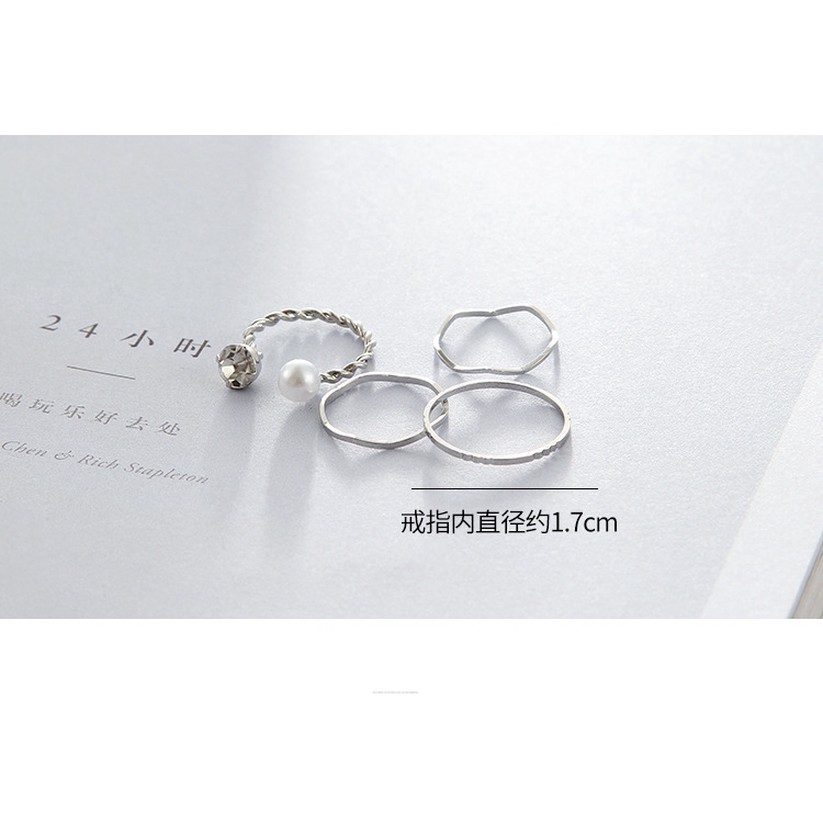Bộ 4 Nhẫn Đốt Ngón Tay Đơn Giản Đính Ngọc Trai Nhân Tạo